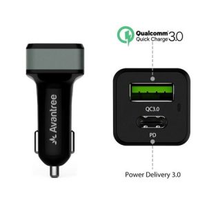 Alimentator auto universal Avantree TR410, 1 x USB QC 3.0, 1 x Type-C Power Delivery, 42W, Negru