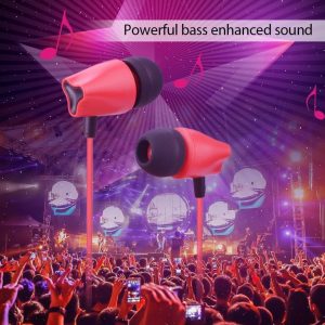 Casti audio In-ear Avantree 038, Ultra Bass, Microfon, Rosu