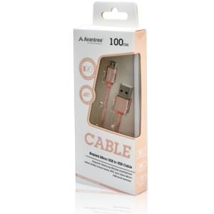 Cablu Braided Micro USB sync charge - Pink 100cm
