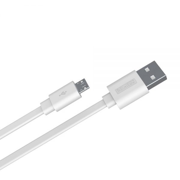 Cablu microUSB plat, anti incurcare, alb