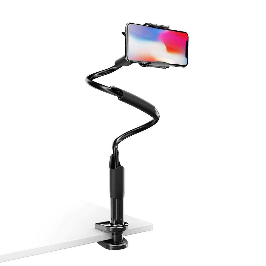 Suport flexibil pentru telefon/tableta intre 3.5″-6.3″, rotire 360, Negru