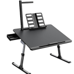 Masuta multifunctionala Mytable 60x45 cm cu lumina LED, suport pentru carti, suport tableta, caseta rechizite, pliabila, reglabila, negru
